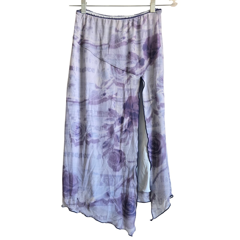 Silence + Noise Small Midi Skirt Womensโ Purple Excellent Mesh Rose Asymmetrical